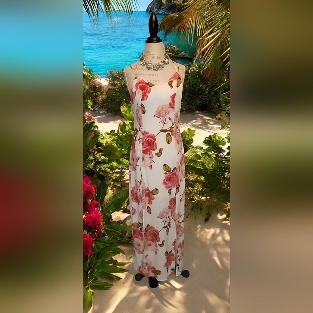 Nordstrom Loveriche Floral Maxi Spaghetti Strap Dress